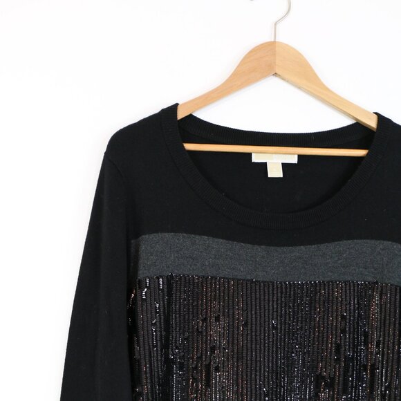 *Michael Kors Black & Grey Sequin Long Sleeve Mini Dress - Picture 3 of 6